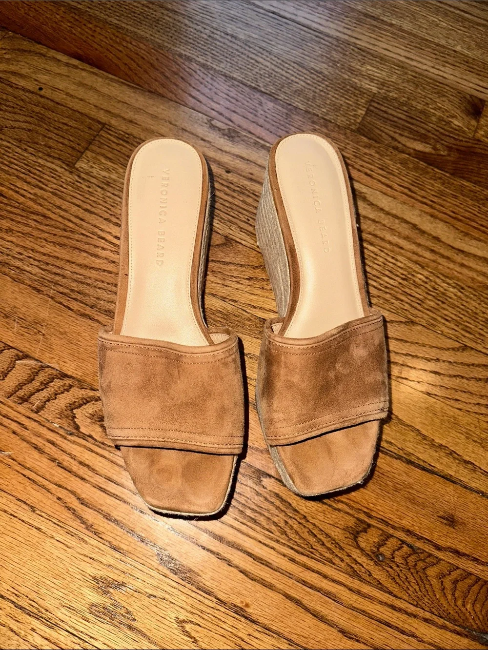 Veronica Beard Leather Gable Espadrille Platform Wedge Sandal